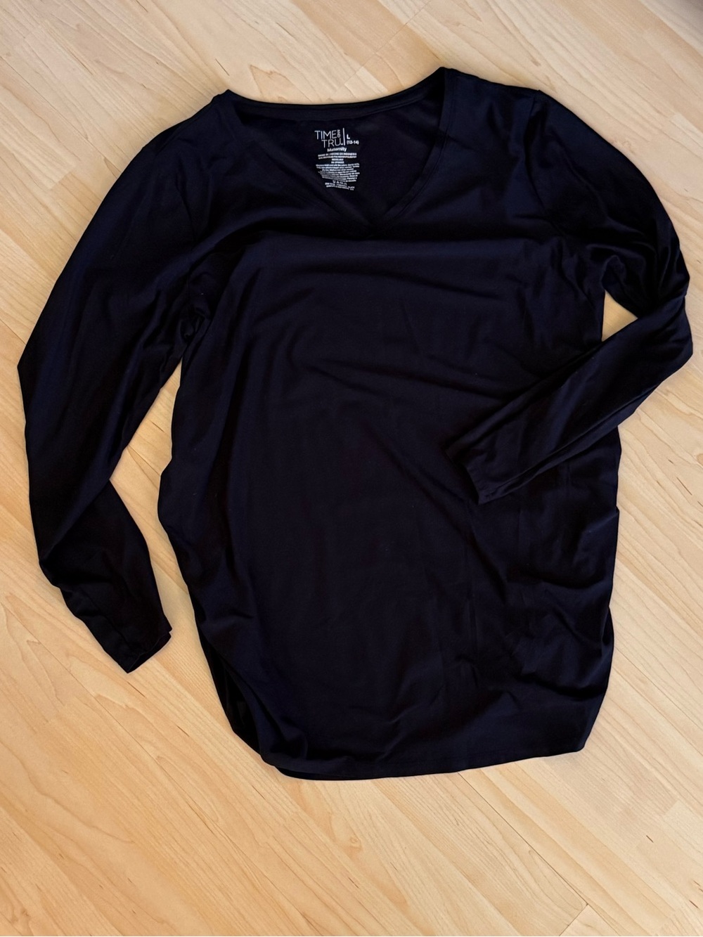 Time and Tru Black V-Neck Long Sleeve Top maternity